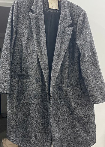 Gri Klasik Yün Kaban - Görsel 2