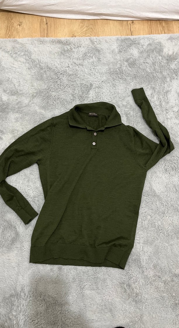 Düğmeli Yeşil  Polo Yaka Tişört - Görsel 2