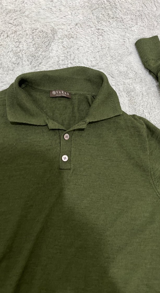 Düğmeli Yeşil  Polo Yaka Tişört - Görsel 4