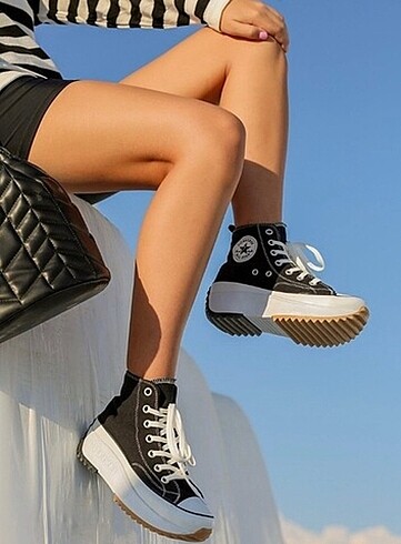 Converse 38 Numara Siyah Converse yüksek taban 5cm Yeni sezon
