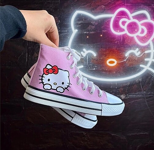 35 numara kız çocuk baskılı hello kity converse spor ayakkabı