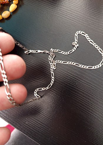 Gri Minimalist Erkek Zincir Kolye 925 ayar gümüş - Görsel 3