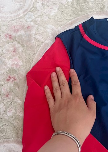 Uzun Kollu Nakışlı Mavi Kadın Tesettür Mayo - Görsel 7