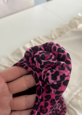 37 Beden Leopar pembe desen ev ayakkabısı