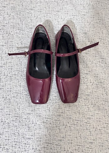 Bordo Tokalı Kadın Topuklu Babet