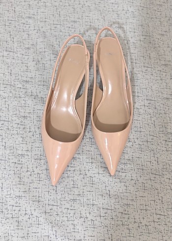35 Beden Bej Minimalist Topuklu Stiletto Kadın Ayakkabı