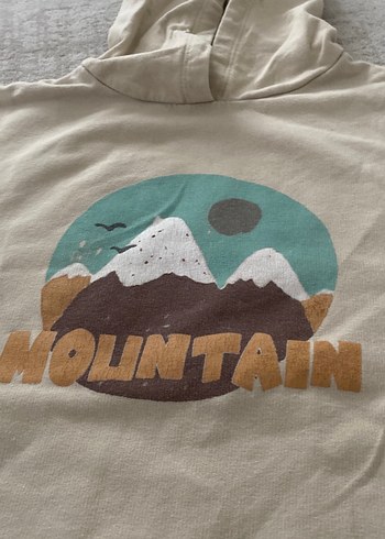 5 Yaş Beden Kapüşonlu Bej Erkek Çocuk Sweatshirt