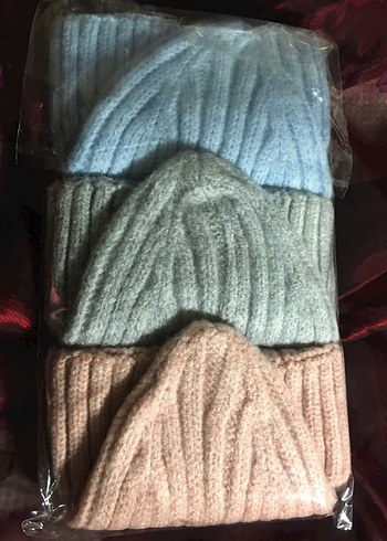 Pembe, gri, mavi unisex bere.  Tek satılır. - Görsel 2