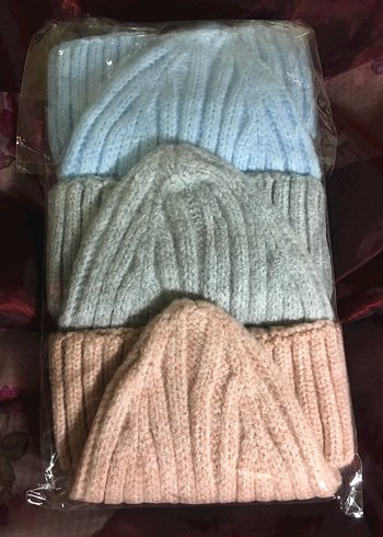 Pembe, gri, mavi unisex bere.  Tek satılır. - Görsel 7