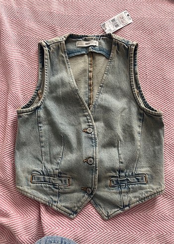Sıfır Mango Denim Yelek