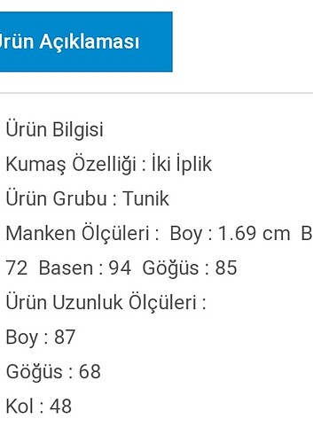 l Beden GARNİLİ YANLARI DÜĞMELİ TUNİK