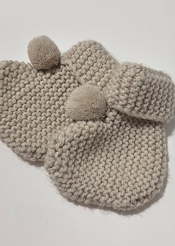 Bej Örgü Bebek Patik - Görsel 3