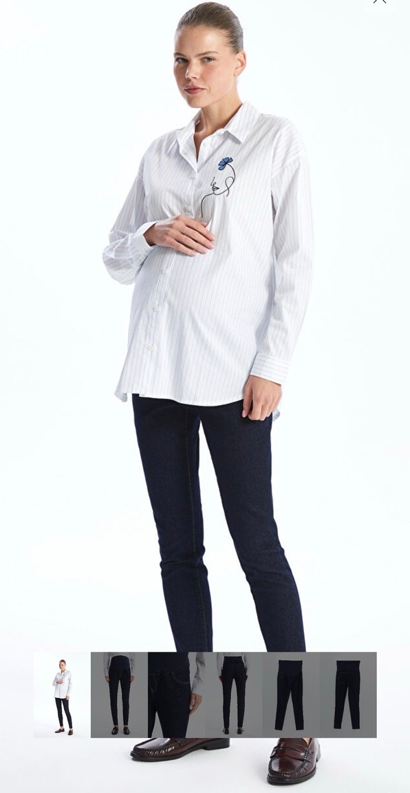 Koyu Mavi Denim Hamile Pantolonu - Görsel 4