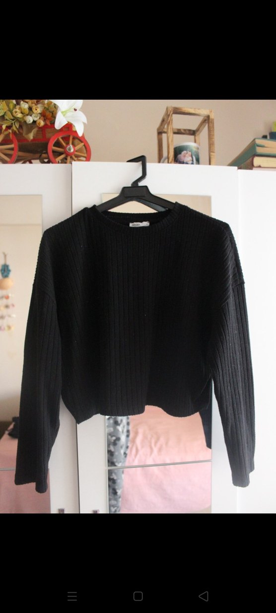 Siyah Örgü Kadın Triko Kazak - Görsel 3