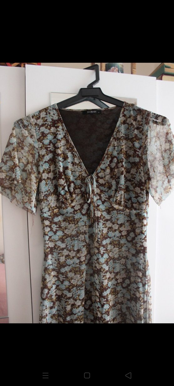 Bohem V Yakalı Midi Elbise - Görsel 4