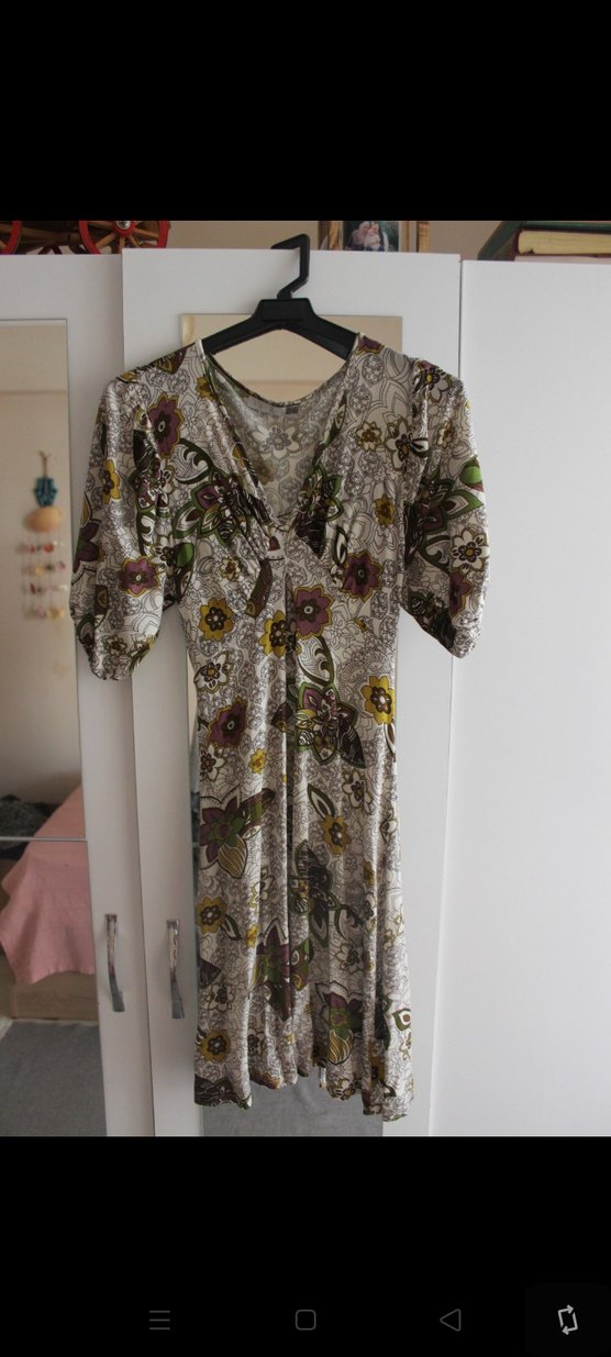 Bohem Desenli V Yaka elbise - Görsel 2