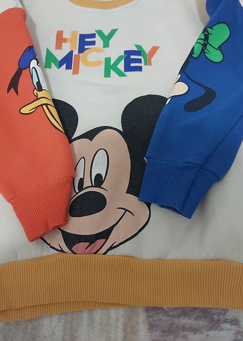 Renkli Baskılı Mickey Sweatshirt ve Eşofman Takımı - Görsel 7