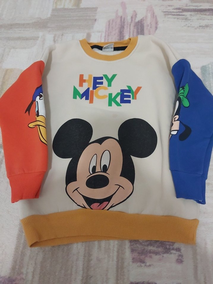 Renkli Baskılı Mickey Sweatshirt ve Eşofman Takımı - Görsel 4