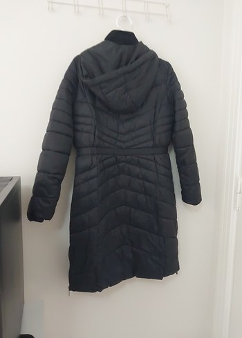 Siyah Uzun Fermuarlı Kadın Kışlık Mont - Görsel 7