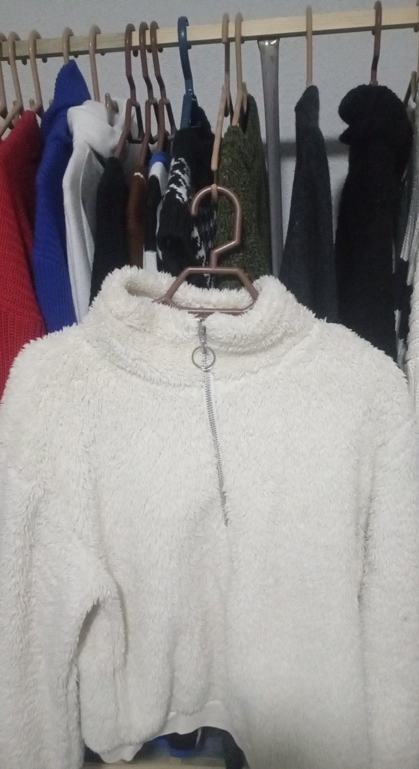 Beyaz Fermuarlı Yumuşak Kadın Sweatshirt - Görsel 2