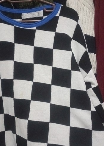 Ekose Desenli Renkli Kadın Triko - Görsel 3