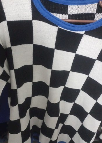 Ekose Desenli Renkli Kadın Triko - Görsel 2