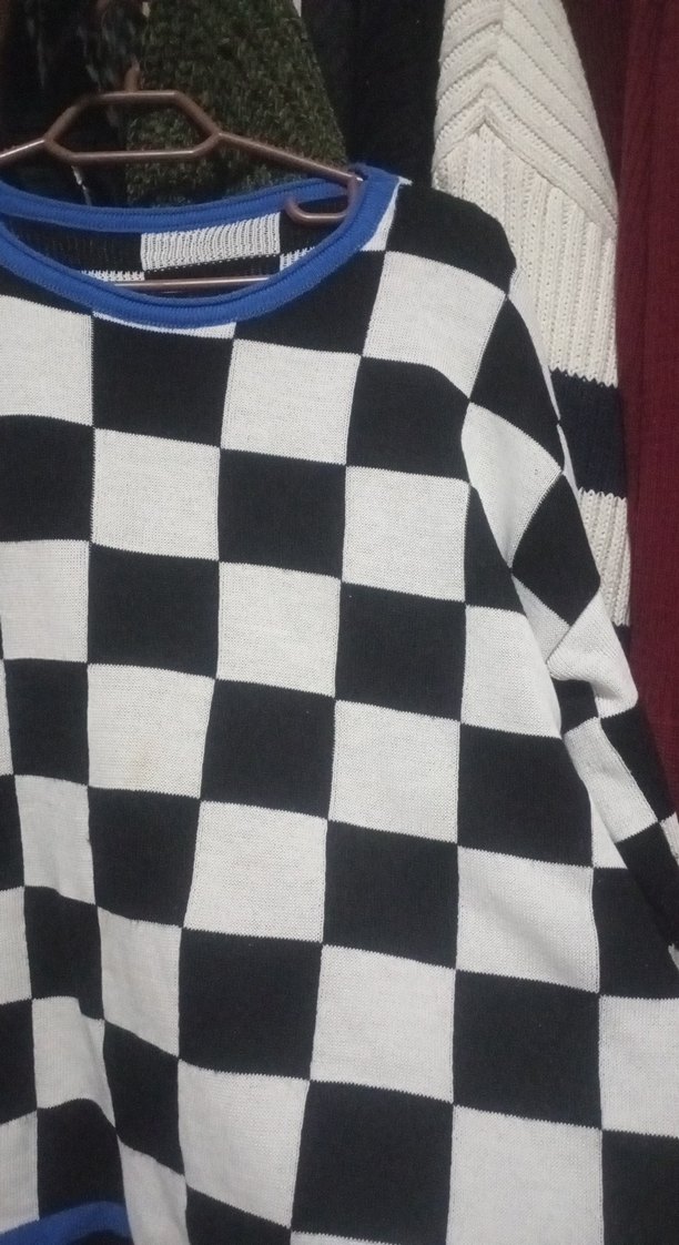 Ekose Desenli Renkli Kadın Triko - Görsel 3