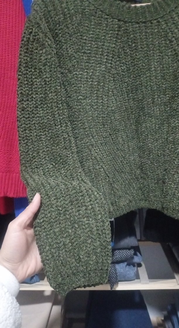 Gri Örgü Kadın Triko Kazak - Görsel 3