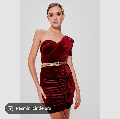 Bordo kadife elbise