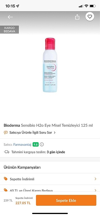 Bioderma h2o eye