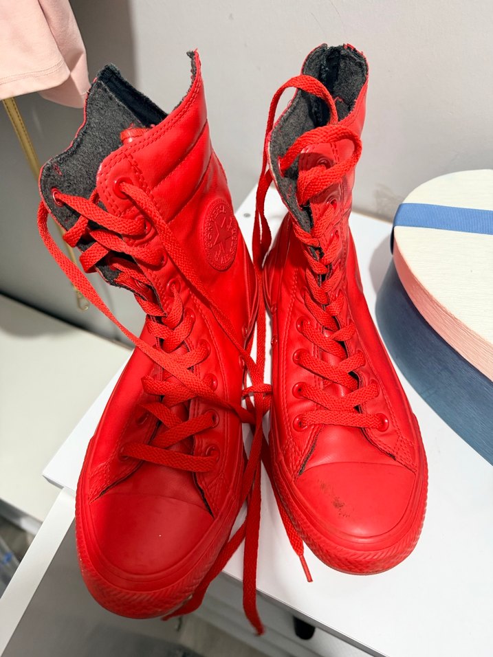 Kırmızı Deri Kadın Dolgu Topuklu Spor Ayakkabı - Görsel 2