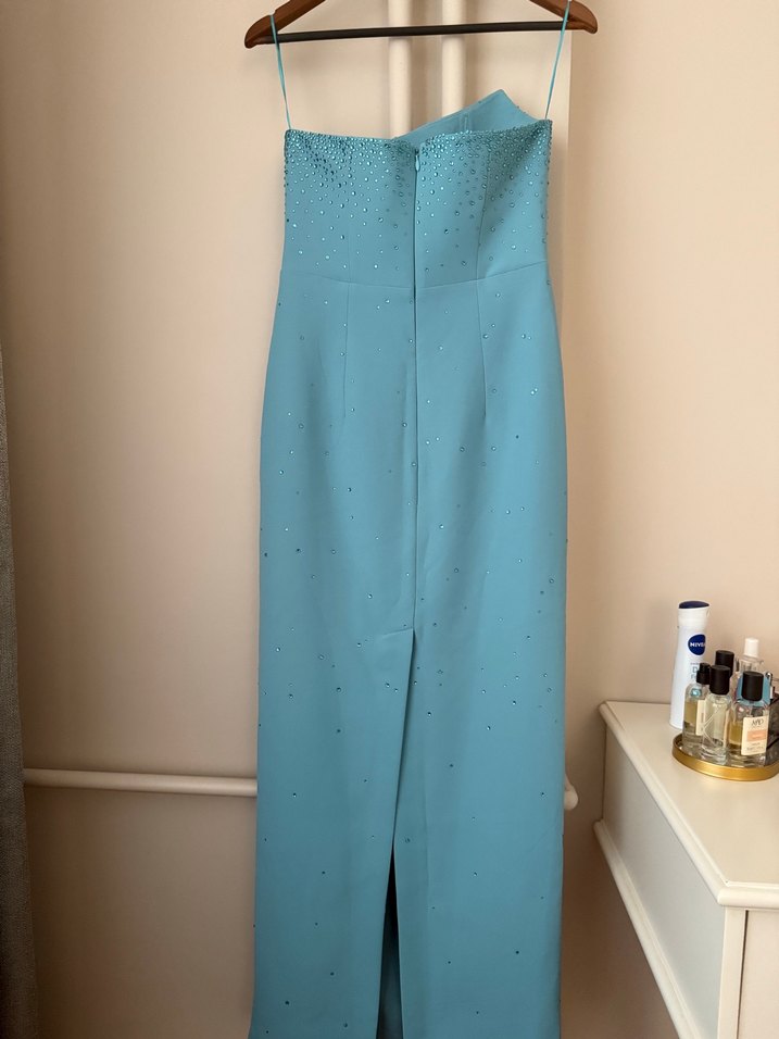 Urban muse Mavi Straplez Payetli Uzun Elbise - Görsel 3