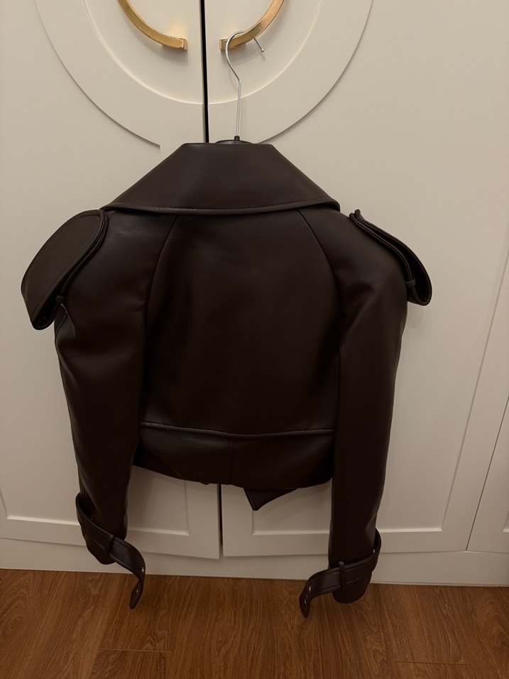 Ravi kahverengi Kemerli Deri Kadın Ceket - Görsel 2