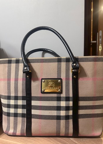 Burberry Deri Kemerli Ekose Desenli Bej Kadın Çanta