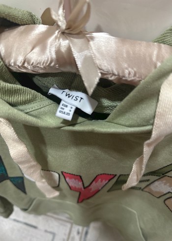 Twist Twist Kadın Kapüşonlu Yeşil Baskılı Sweatshirt