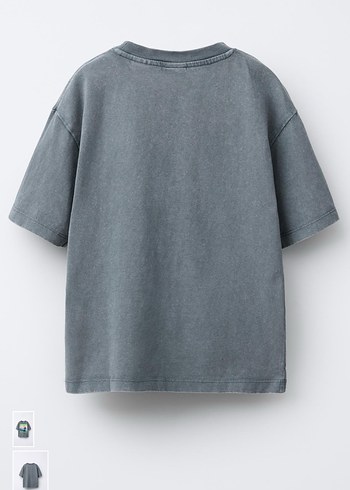 Zara Gri Baskılı Loose Fit Kısa Kollu Tişört