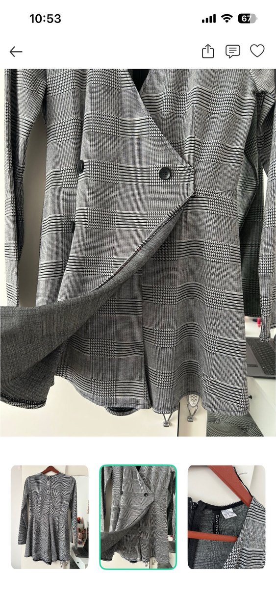H&M Gri Ekose Kruvaze Elbise — görsel 2/4
