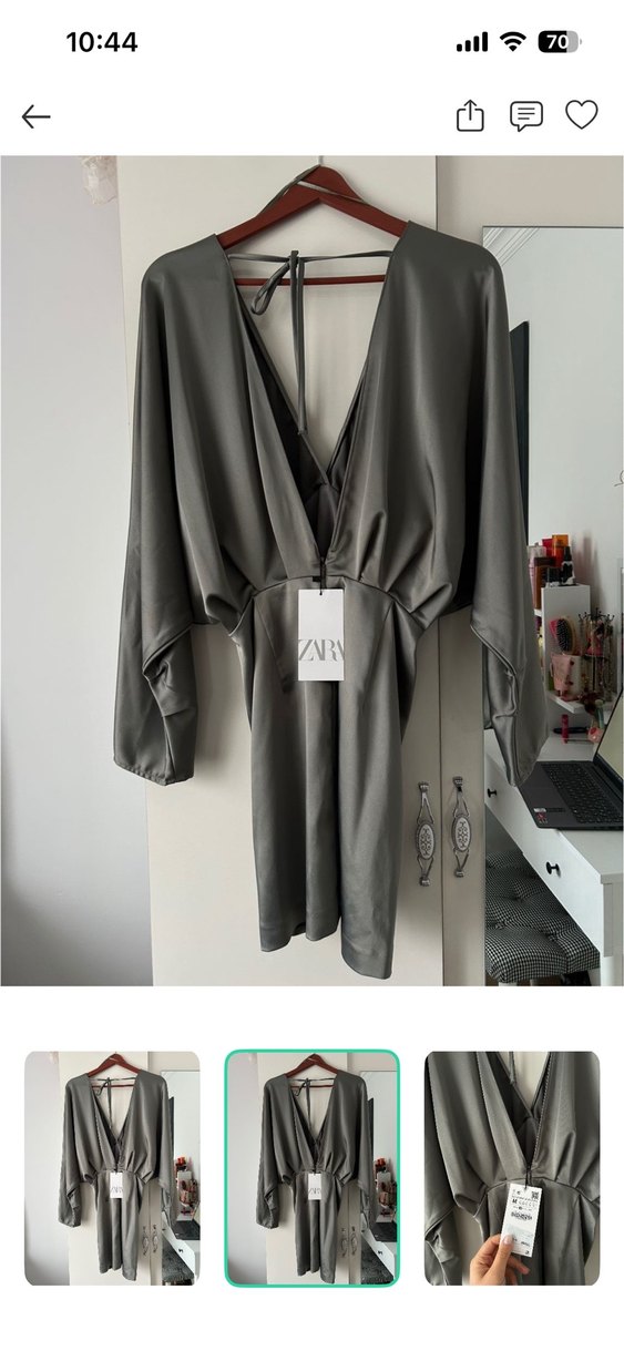 Zara Saten Mini Elbise — görsel 4/5