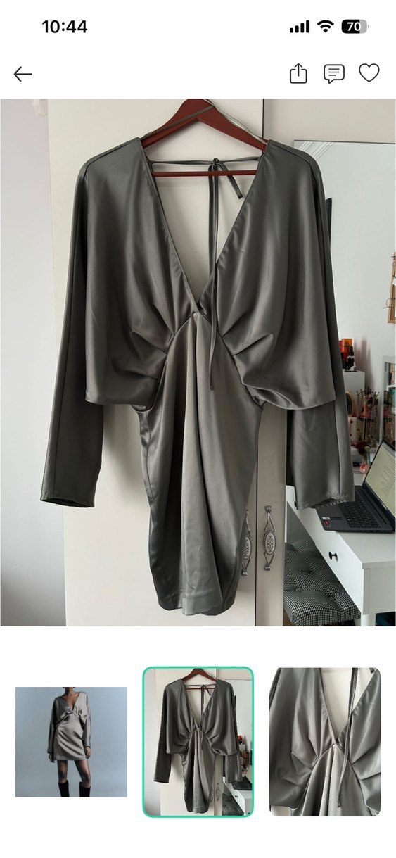Zara Saten Mini Elbise — görsel 2/5