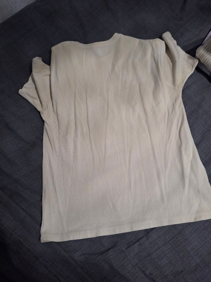 krem Kısa Kollu erkek Tişörtü - Görsel 2