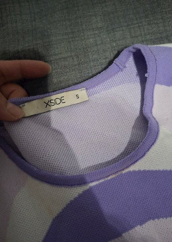 Mor ve Gri Desenli Kadın kazak - Görsel 3