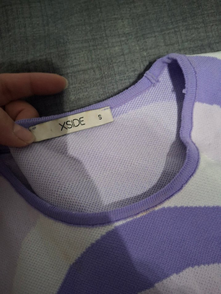 Mor ve Gri Desenli Kadın kazak - Görsel 3