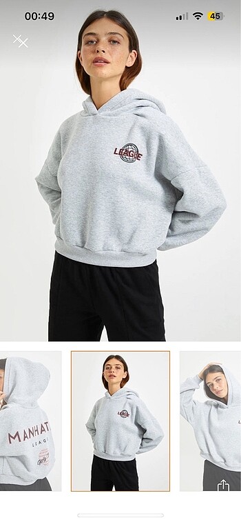 Baskılı gri sweatshirt