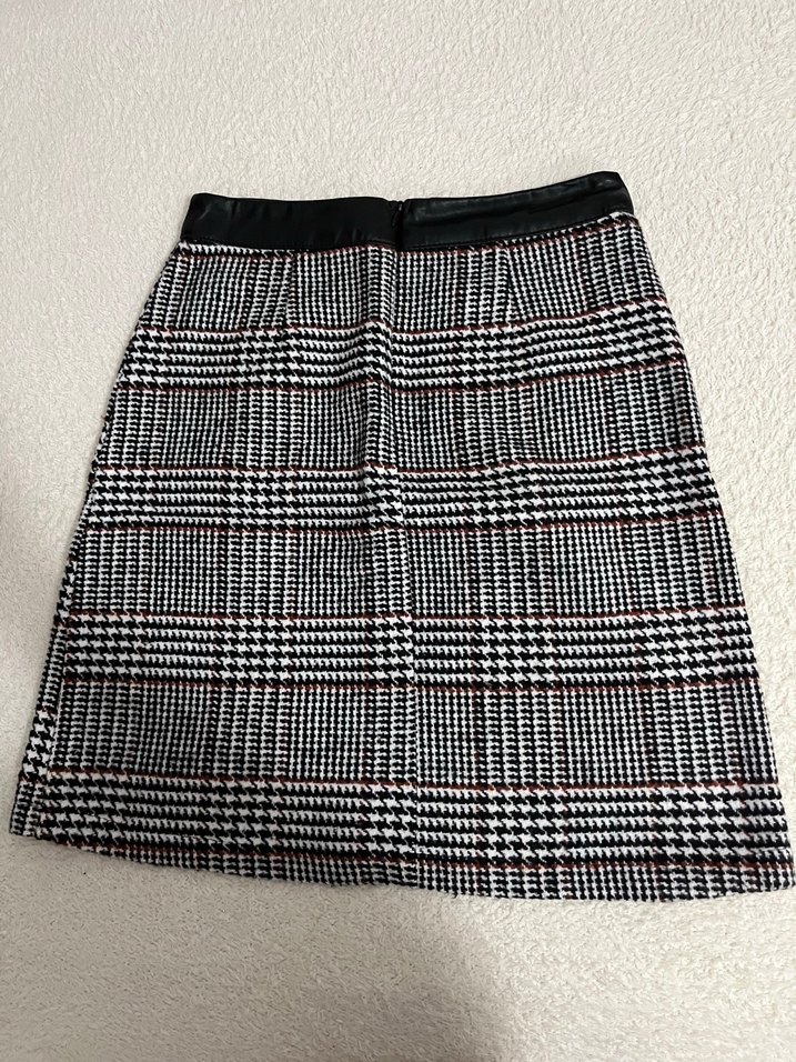 Kemer Detaylı Ekose Mini Etek - Görsel 2