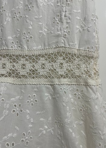 Beyaz Bohem Dantelli Mini Elbise - Görsel 2