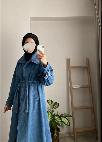 universal Beden Denim Uzun Tesettür Trenç