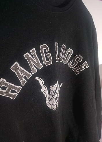 s Beden siyah Renk Hang Loose Baskılı Sweatshirt