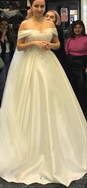 SATEN İNCİ İŞLEMELİ GELİNLİK - Görsel 5