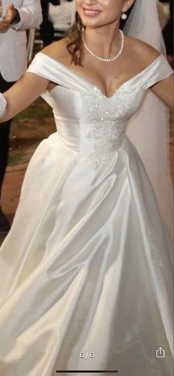 SATEN İNCİ İŞLEMELİ GELİNLİK - Görsel 6