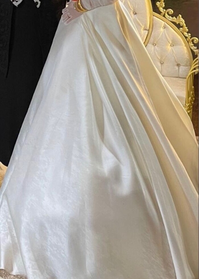 SATEN İNCİ İŞLEMELİ GELİNLİK - Görsel 3